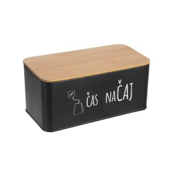 Plechová dóza na čajové sáčky černá 20x10x9 cm