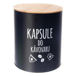 Plechová dóza na kávové kapsle černá 20x10x9 cm