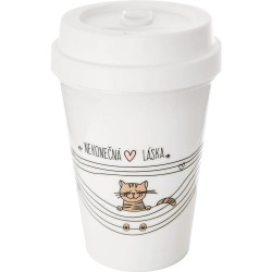 Termohrnek na kávu s potiskem (motiv kočka) 350 ml