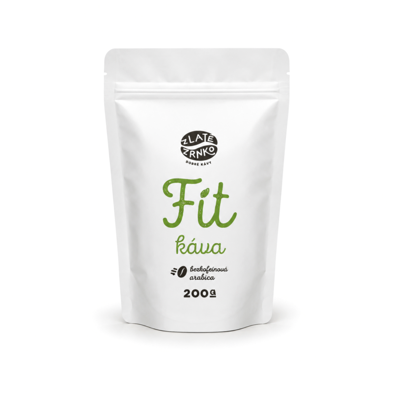 Zlaté zrnko Fit káva bezkofeinová zrnková káva 200 g