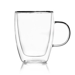 Dvojstěnný skleněný hrnek na kávu a čaj 300 ml