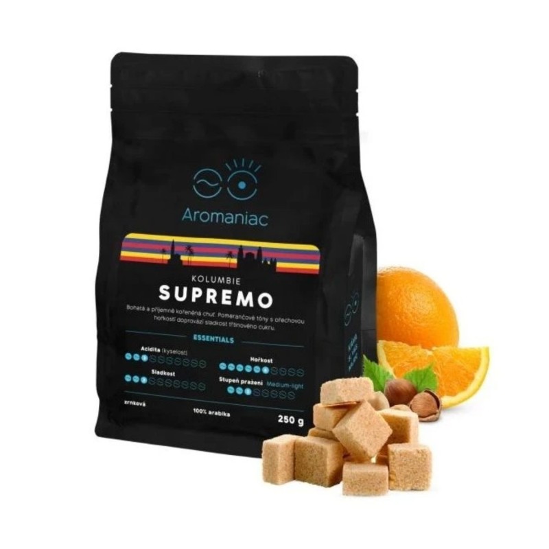 Aromaniac Kolumbie Supremo zrnková káva 250 g
